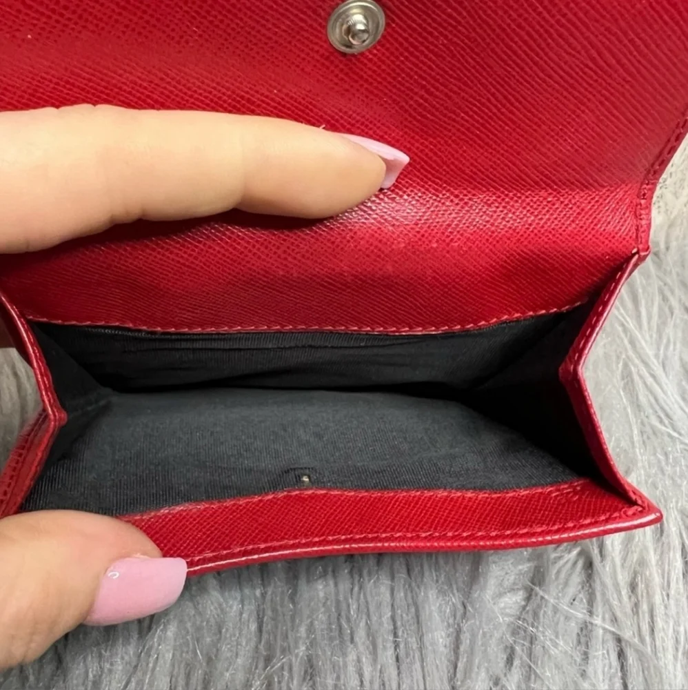 Prada Red Saffiano Metal Leather Logo wallet - Picture 7 of 9